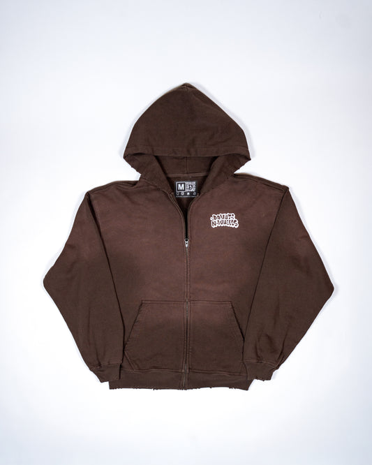 DW  Distressed Friends Zip up - Brwn